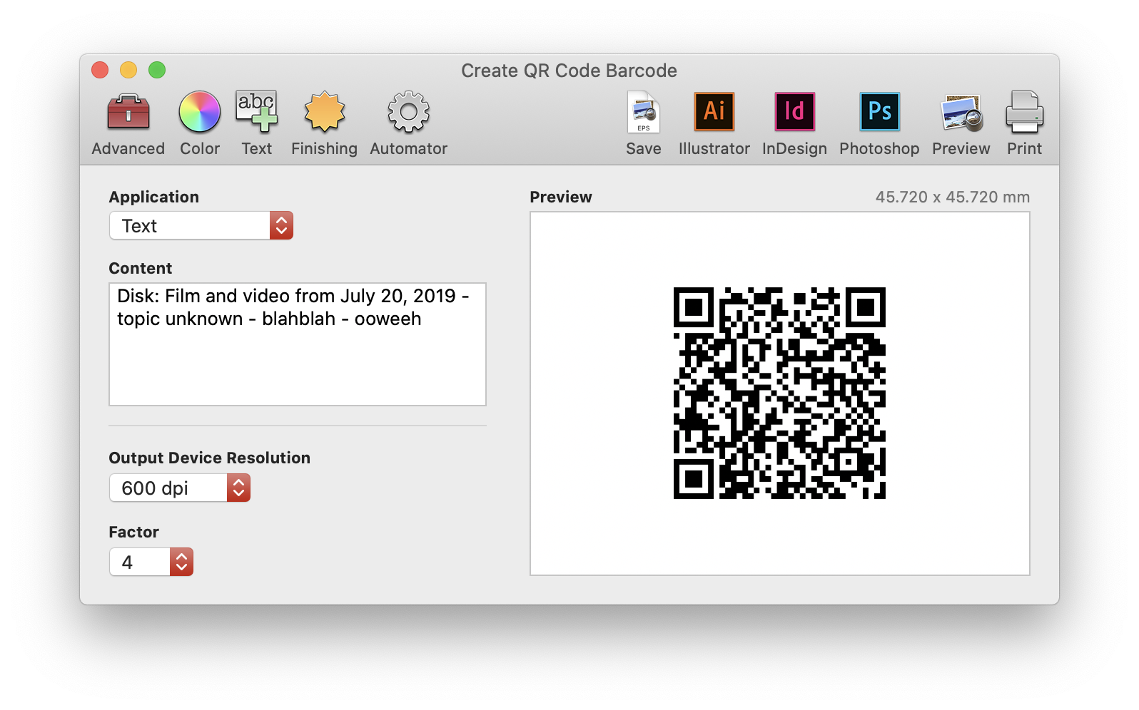Create QR Code Barcode screen